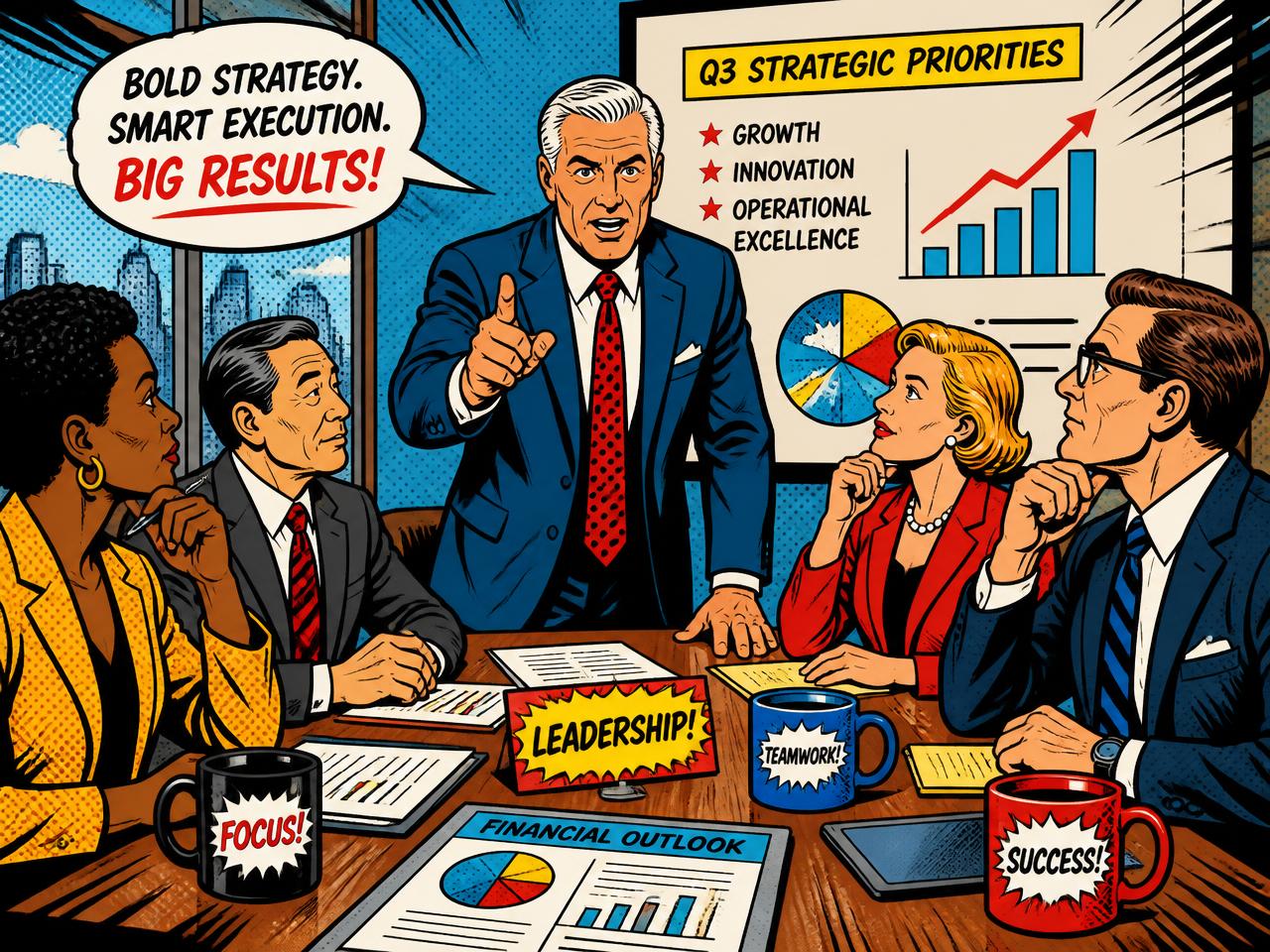Senior leaders in discussion around a boardroom table